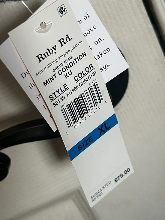 NWT Ruby Rd. Sequin charcoal heather snap button down shirt size XL - Picture 3 of 4